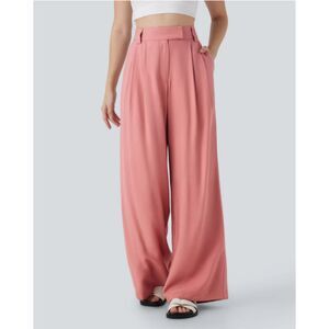 Halara Mid Rise Mauveglow Wide Leg Baggy Two Way Stretch Casual Pocket Pants M
